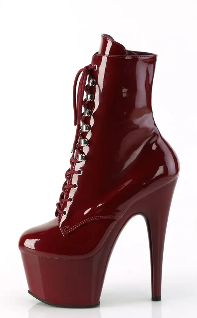 ADORE-1020 Burgundy Patent Ankle Boots-Pleaser-Tragic Beautiful