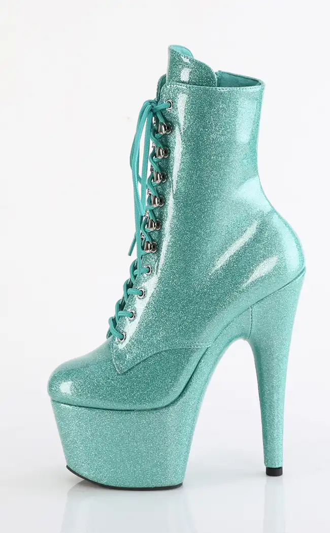 ADORE-1020GP Aqua Glitter Patent Ankle Boots-Pleaser-Tragic Beautiful