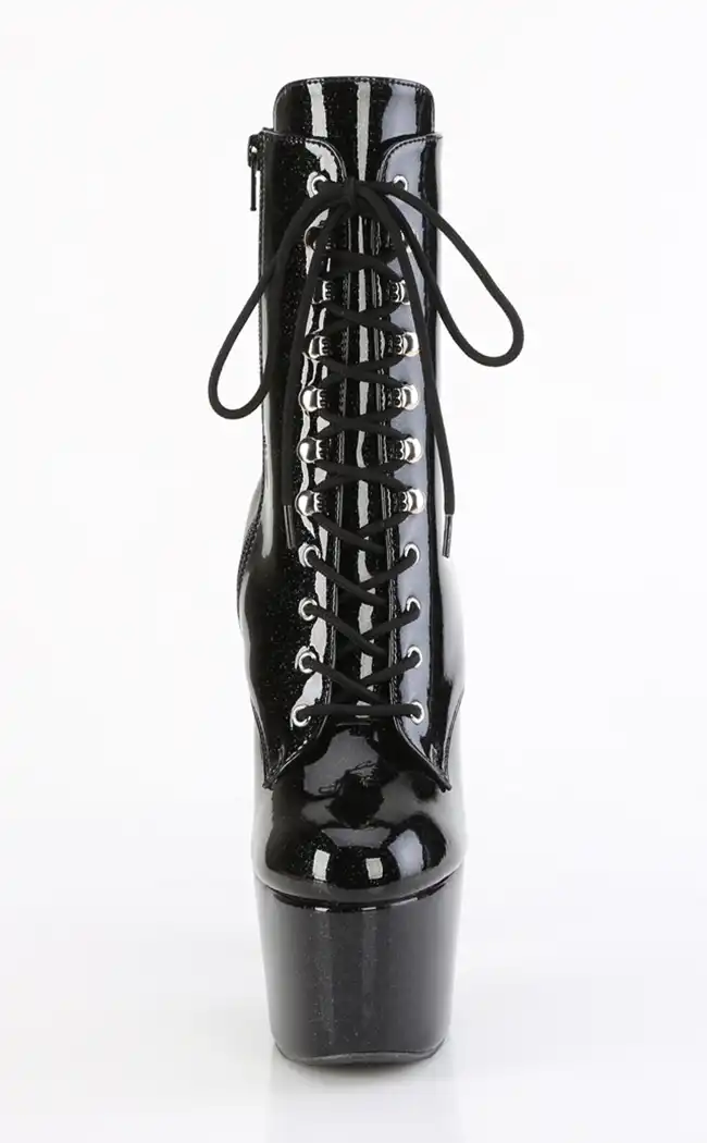 ADORE-1020GP Black Glitter Patent Ankle Boots-Pleaser-Tragic Beautiful