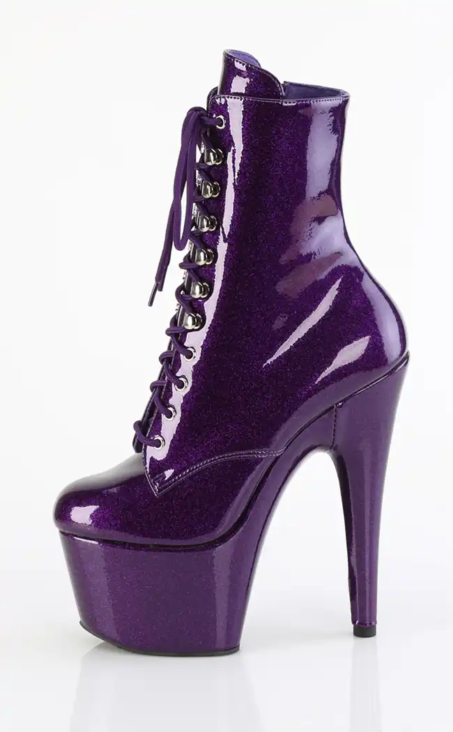 ADORE-1020GP Purple Glitter Patent Ankle Boots-Pleaser-Tragic Beautiful