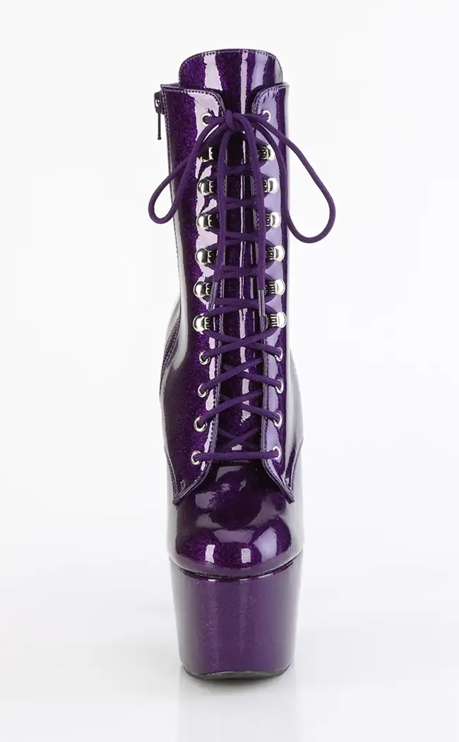 ADORE-1020GP Purple Glitter Patent Ankle Boots-Pleaser-Tragic Beautiful