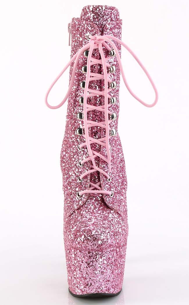 ADORE-1020GWR Baby Pink Glitter Ankle Boots-Pleaser-Tragic Beautiful