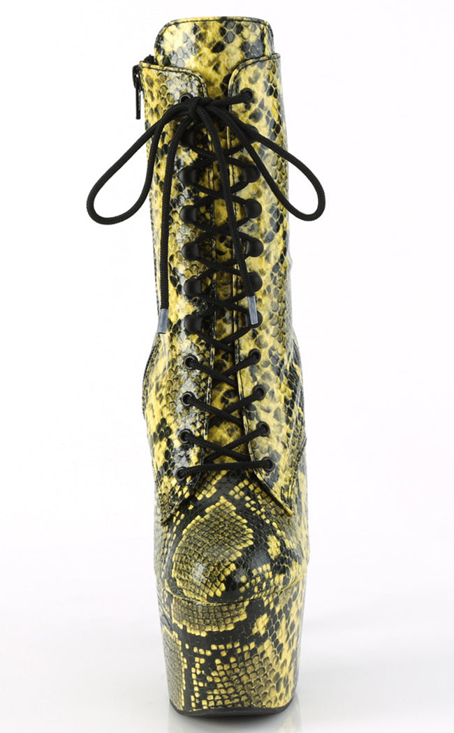 ADORE-1020SPWR Yellow Snake Print Ankle Boots-Pleaser-Tragic Beautiful