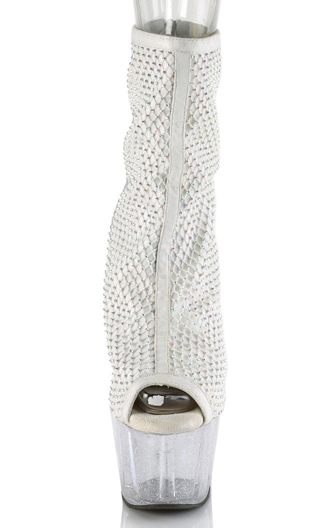 ADORE-1031 UV White Glitter Mesh Booties-Pleaser-Tragic Beautiful