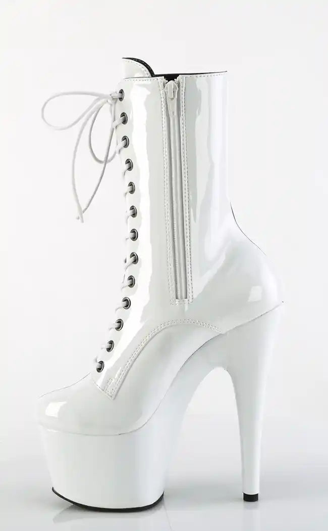 ADORE-1040TT Black & White Patent Boots-Pleaser-Tragic Beautiful