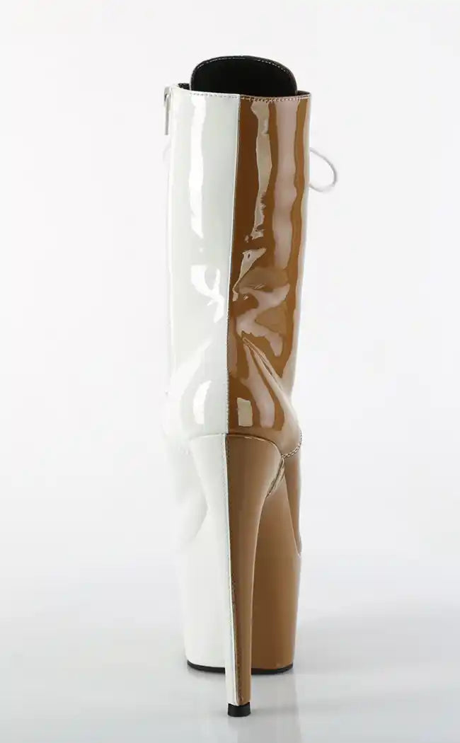 ADORE-1040TT Taupe & White Patent Boots-Pleaser-Tragic Beautiful