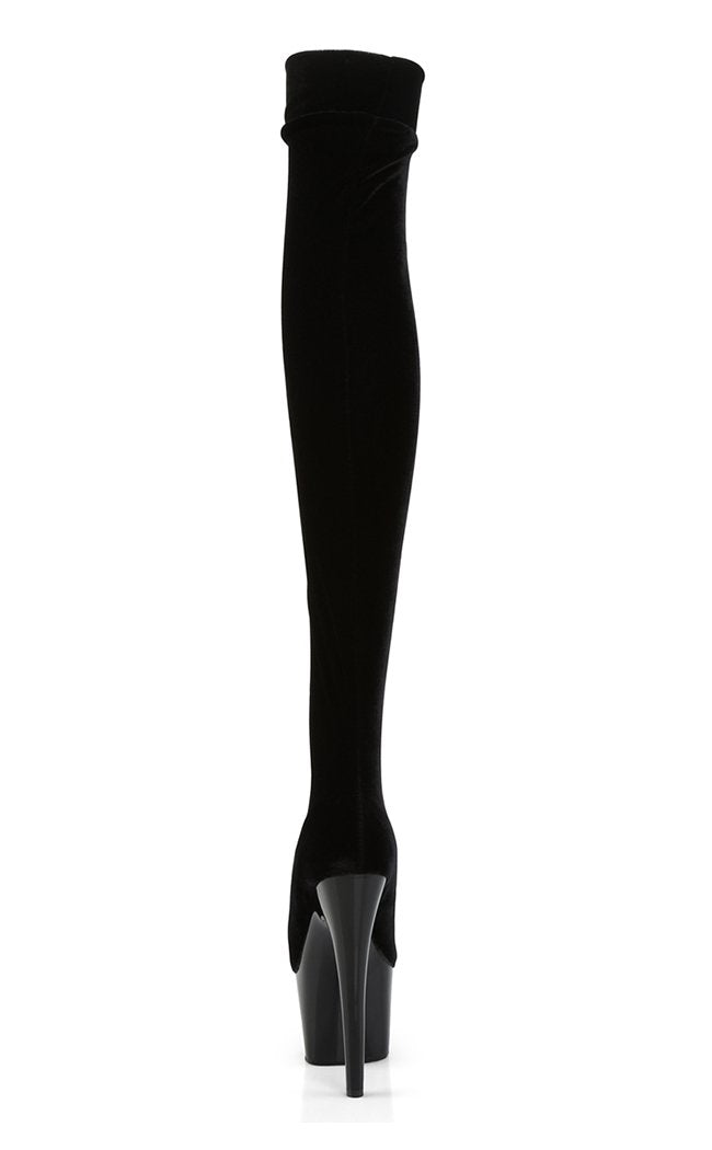 ADORE-3002 Black Velvet Thigh High Boots-Pleaser-Tragic Beautiful