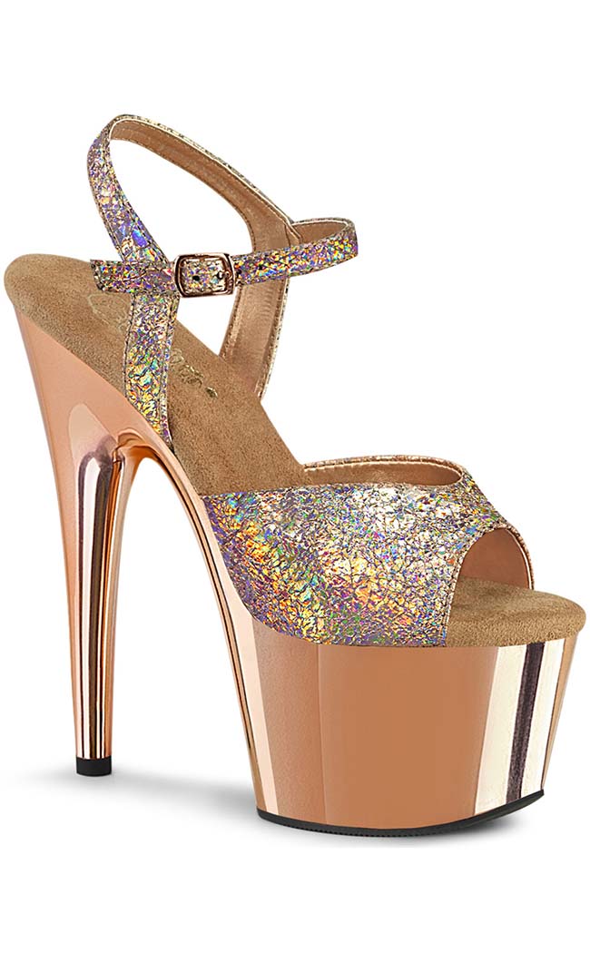 ADORE-709HM Rose Gold Metallic Heels-Pleaser-Tragic Beautiful