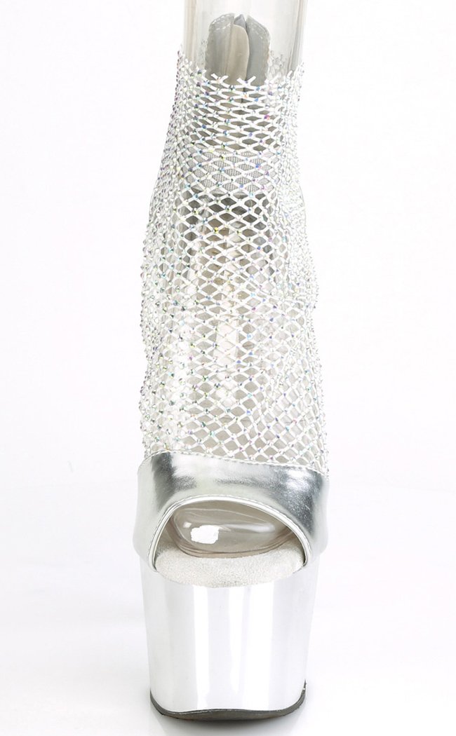 ADORE-765RM Silver Chrome Rhinestone Mesh Heels-Pleaser-Tragic Beautiful
