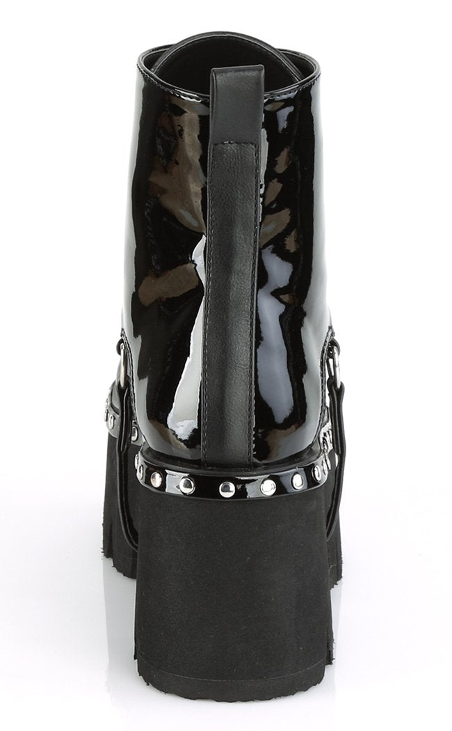 ASHES-100 Black Patent Ankle Boots-Demonia-Tragic Beautiful