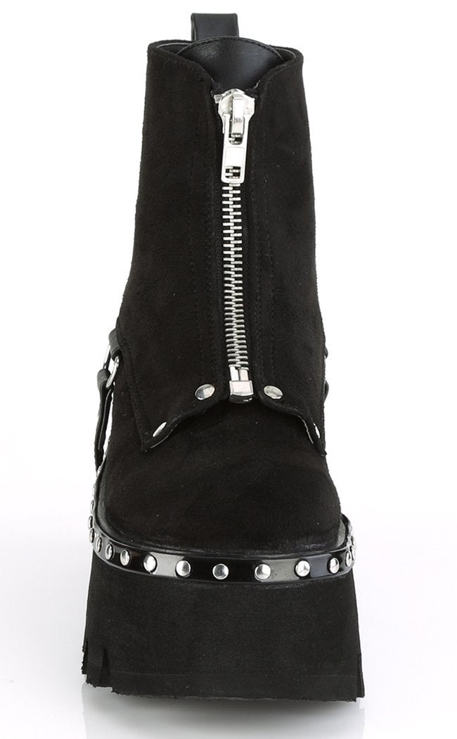 ASHES-100 Black Vegan Suede Ankle Boots-Demonia-Tragic Beautiful