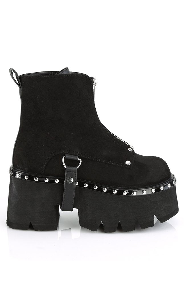 ASHES-100 Black Vegan Suede Ankle Boots-Demonia-Tragic Beautiful