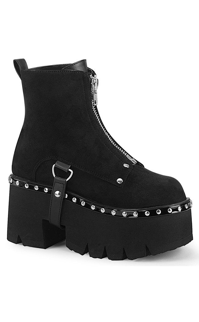 ASHES-100 Black Vegan Suede Ankle Boots-Demonia-Tragic Beautiful