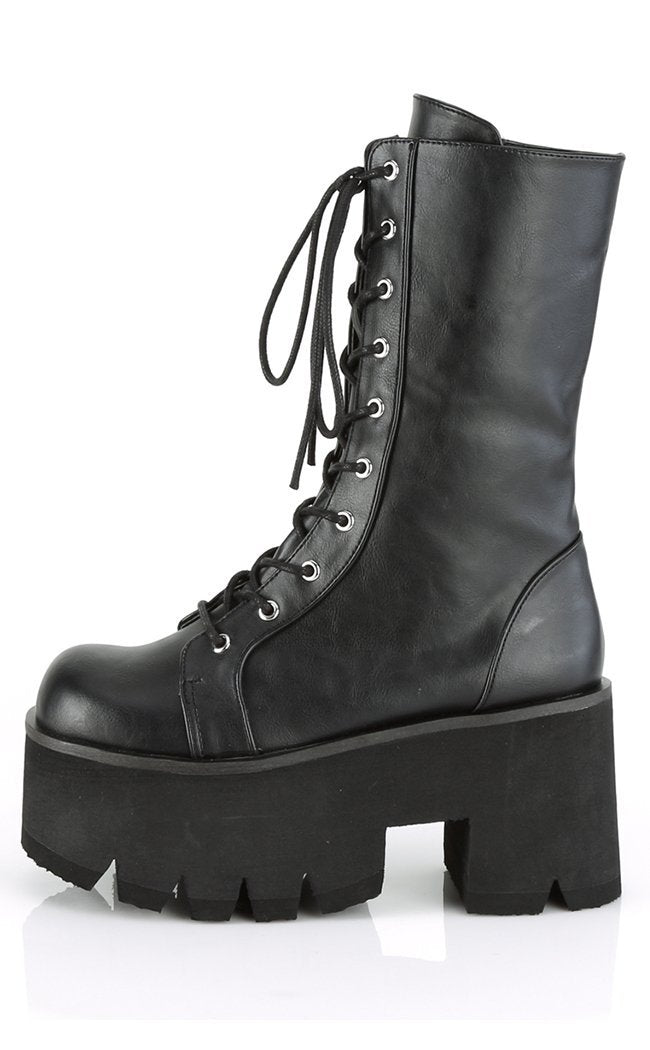 ASHES-105 Black Combat Boots-Demonia-Tragic Beautiful