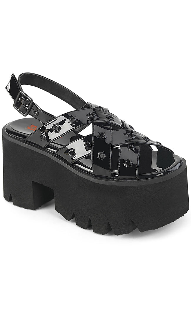 ASHES-12 Black Patent Platform Sandal-Demonia-Tragic Beautiful