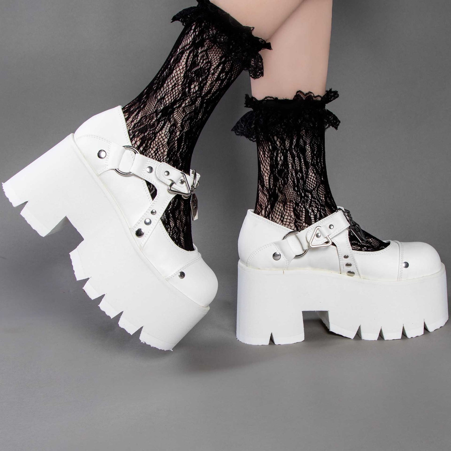 ASHES-33 White Platform Mary Janes-Demonia-Tragic Beautiful