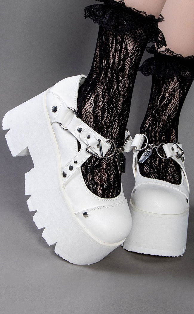 ASHES-33 White Platform Mary Janes-Demonia-Tragic Beautiful