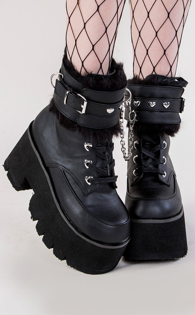 ASHES-57 Black Cuff Combat Boots-Demonia-Tragic Beautiful