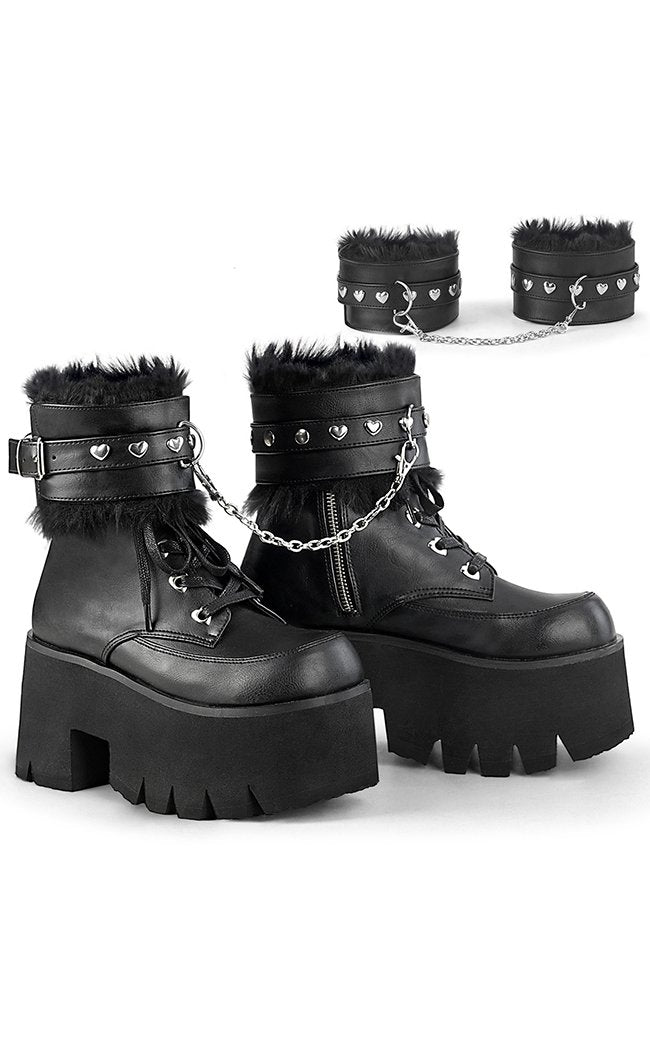 ASHES-57 Black Cuff Combat Boots-Demonia-Tragic Beautiful