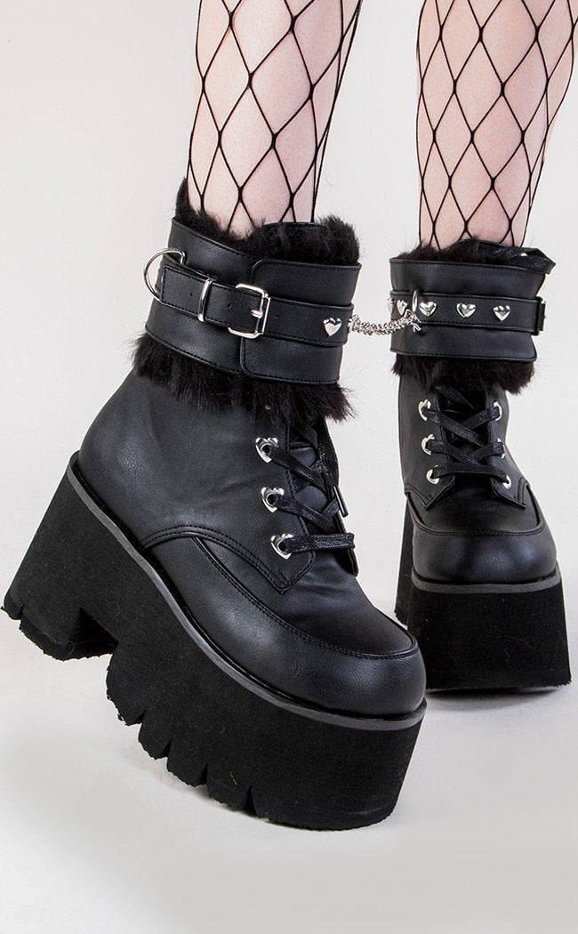 ASHES-57 Black Cuff Combat Boots-Demonia-Tragic Beautiful