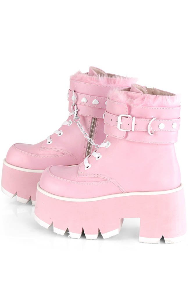 ASHES-57 Pink Cuff Combat Boots-Demonia-Tragic Beautiful