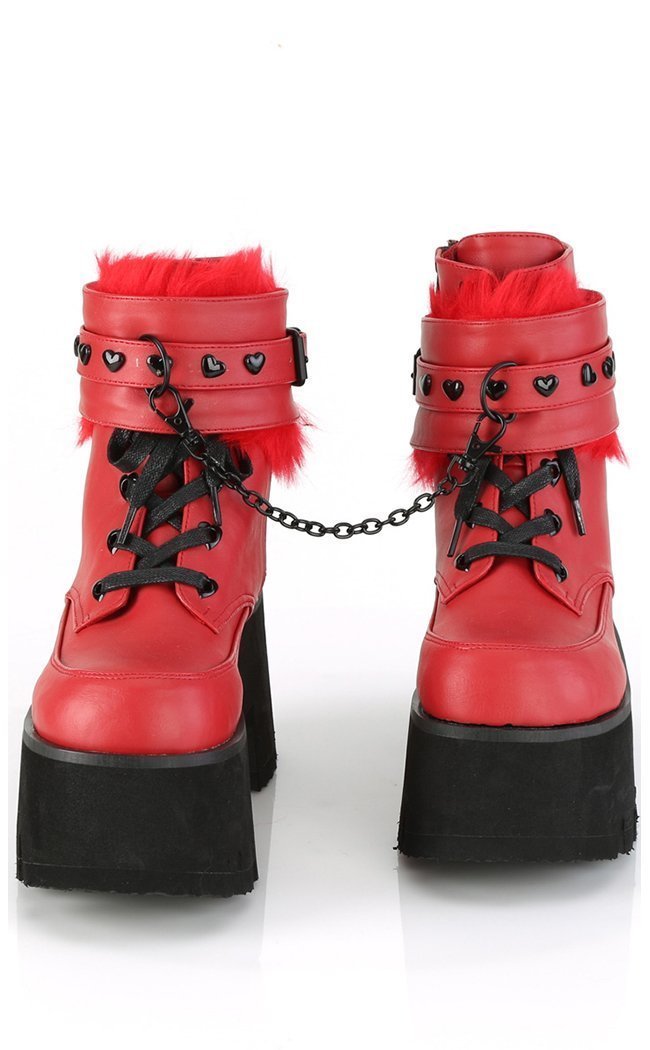 ASHES-57 Red Cuff Combat Boots-Demonia-Tragic Beautiful