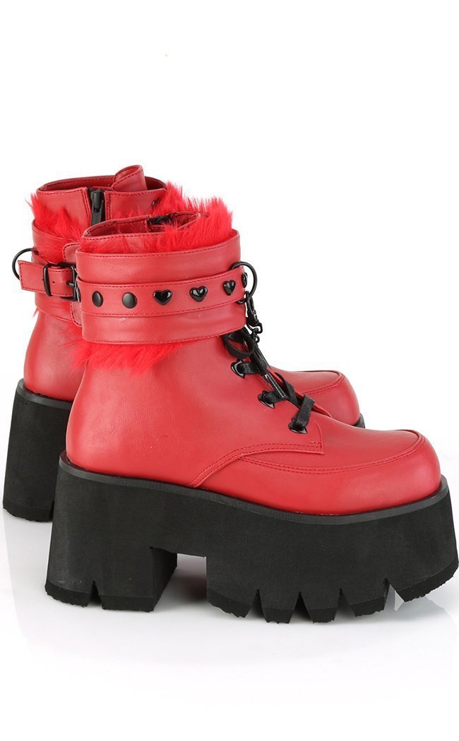 ASHES-57 Red Cuff Combat Boots-Demonia-Tragic Beautiful