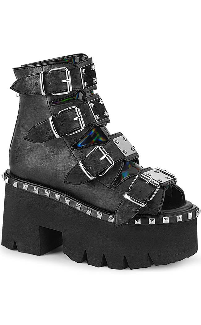 ASHES-70 Black Chunky Ankle Boots-Demonia-Tragic Beautiful