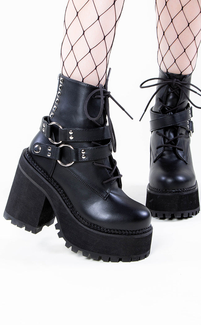 ASSAULT-101 Black Combat Boots-Demonia-Tragic Beautiful