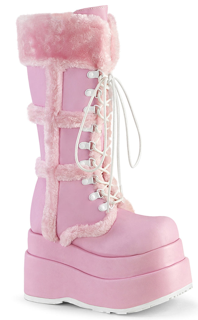 BEAR-202 Baby Pink Knee-High Boots-Demonia-Tragic Beautiful