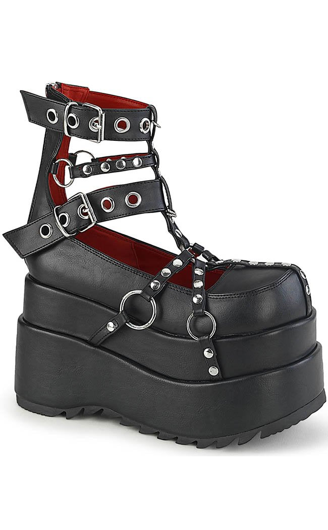 BEAR-28 Black Platform Cage Booties-Demonia-Tragic Beautiful