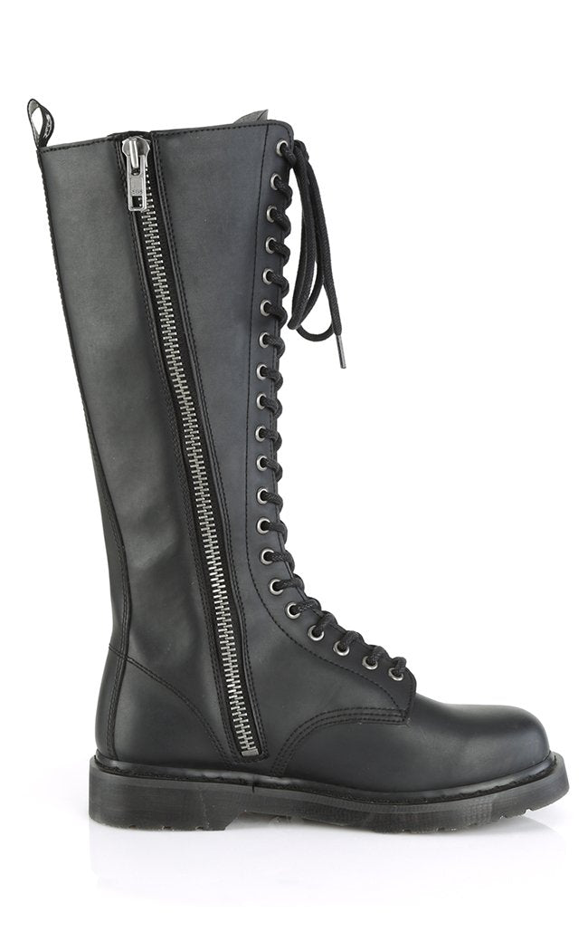 BOLT-400 Black Knee High Boots-Demonia-Tragic Beautiful