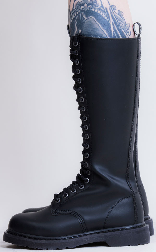 BOLT-400 Black Knee High Boots-Demonia-Tragic Beautiful