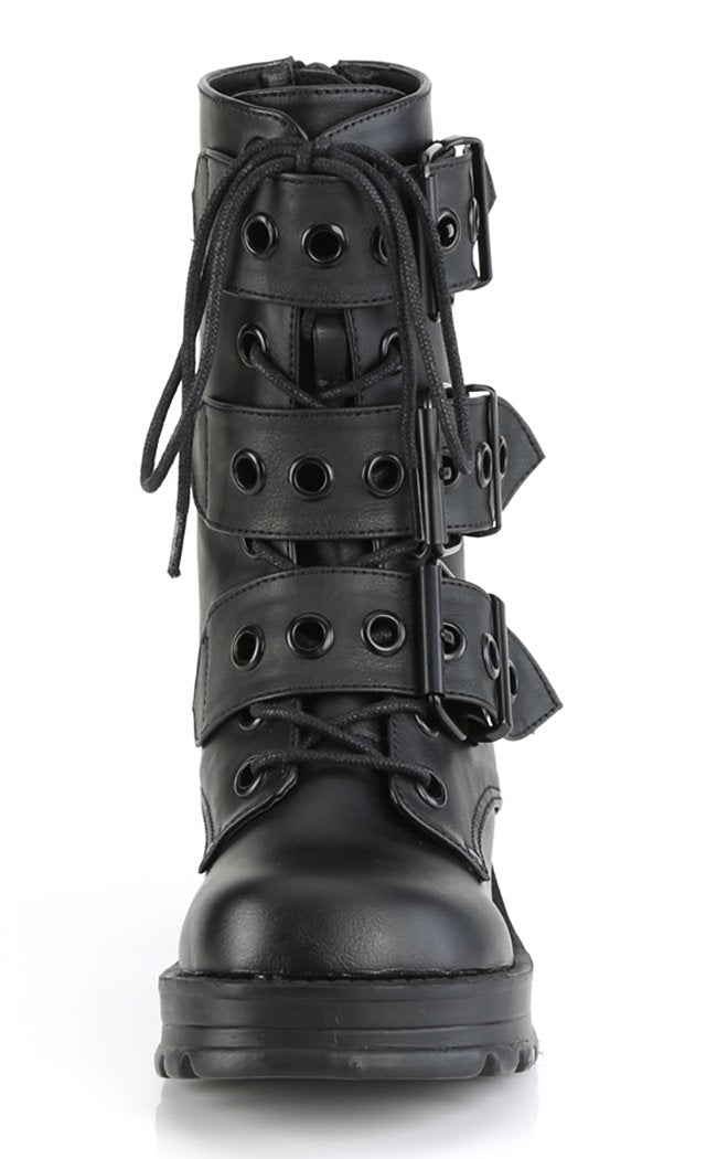 BRATTY-118 Buckled Combat Ankle Boots-Demonia-Tragic Beautiful