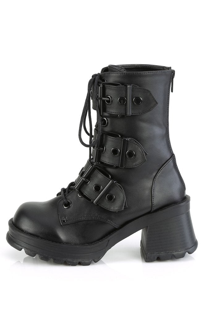 BRATTY-118 Buckled Combat Ankle Boots-Demonia-Tragic Beautiful