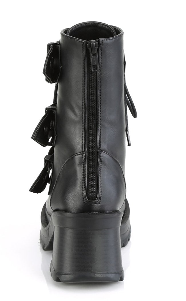 BRATTY-118 Buckled Combat Ankle Boots-Demonia-Tragic Beautiful