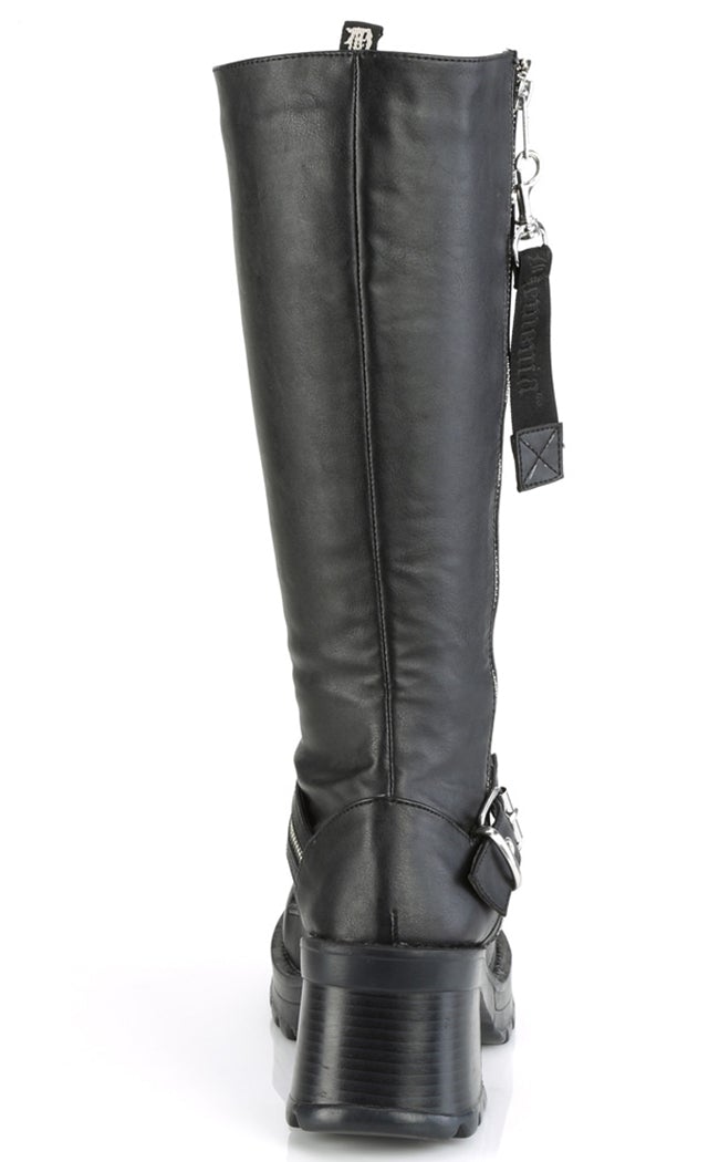 BRATTY-206 Black Knee High Boots-Demonia-Tragic Beautiful