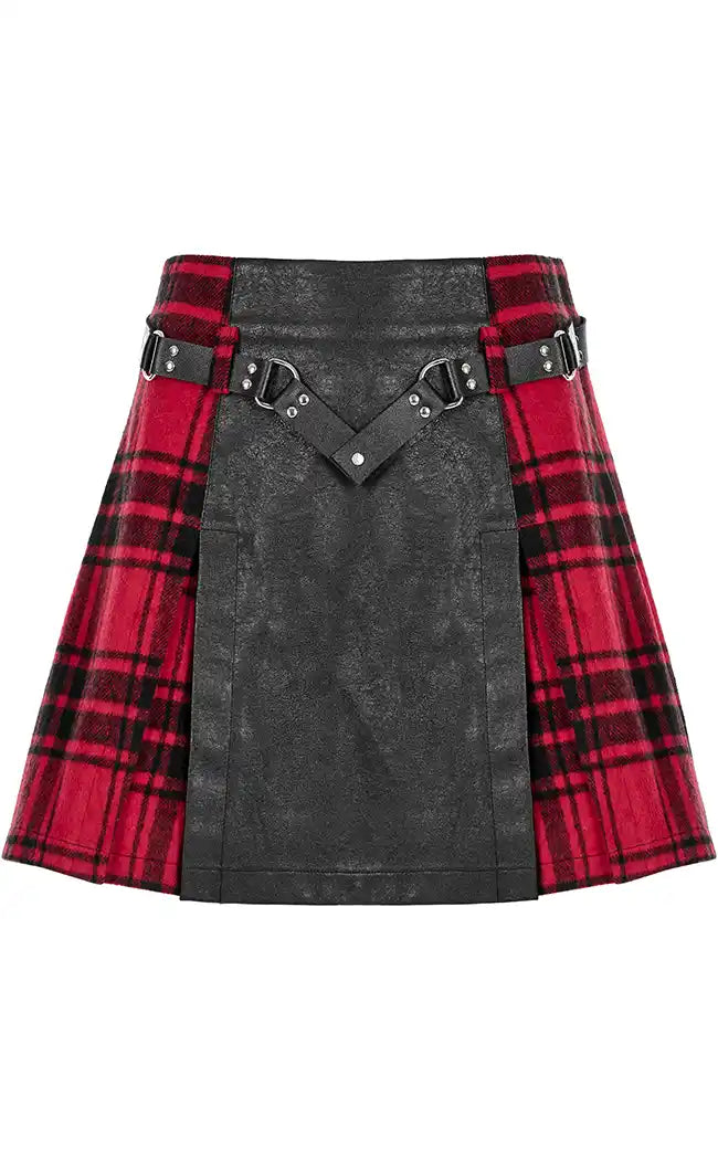 Battle Ready Pleated Skirt | Red Tartan-Punk Rave-Tragic Beautiful