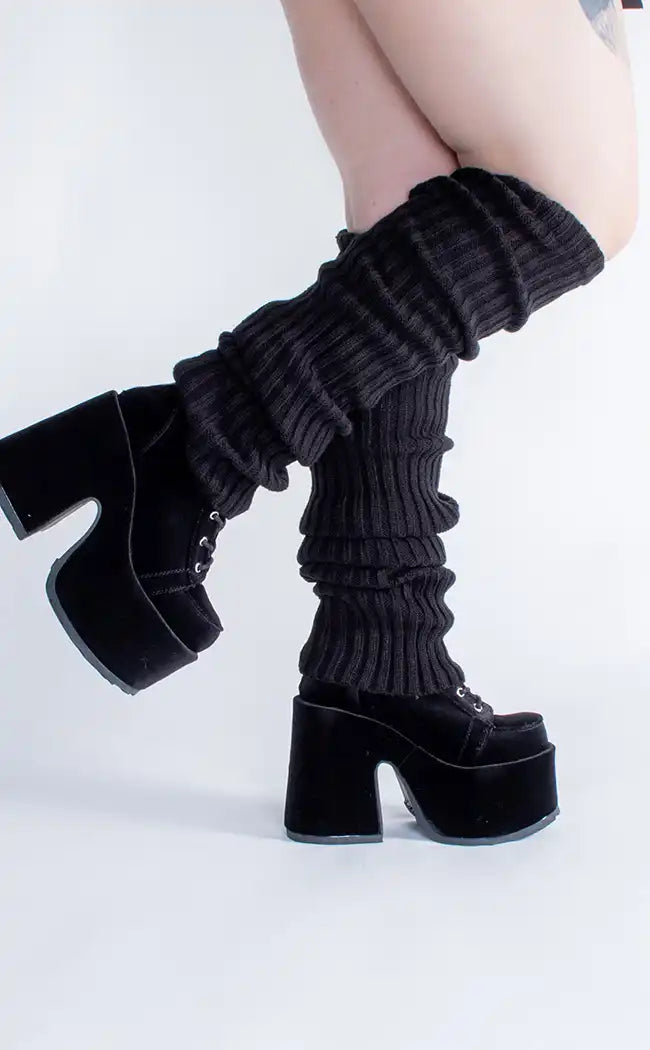 Black Swan Knit Black Leg Warmers-Cold Black Heart-Tragic Beautiful