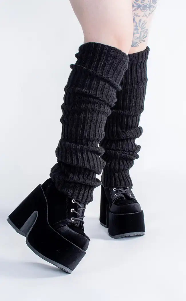 Black Swan Knit Black Leg Warmers-Cold Black Heart-Tragic Beautiful