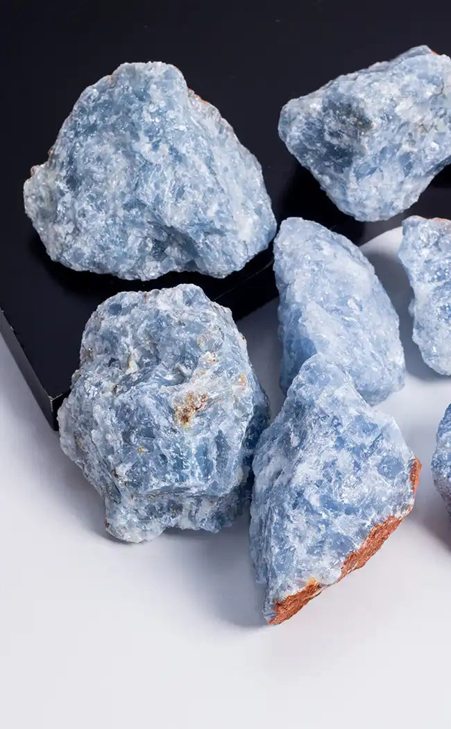 Blue Calcite Raw Rough Chunk-Crystals-Tragic Beautiful