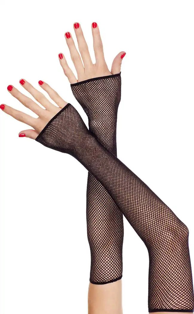 arm fish nets Bring the Noise Extra Long Fishnet Arm Warmers