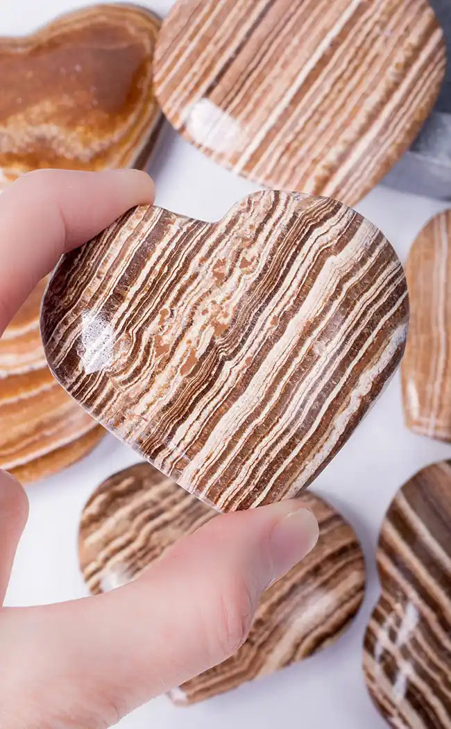 Brown Aragonite Crystal Hearts-Crystals-Tragic Beautiful