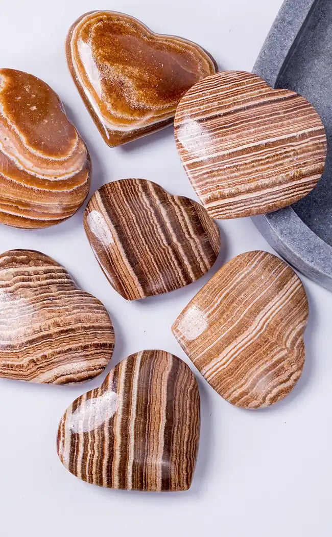 Brown Aragonite Crystal Hearts-Crystals-Tragic Beautiful