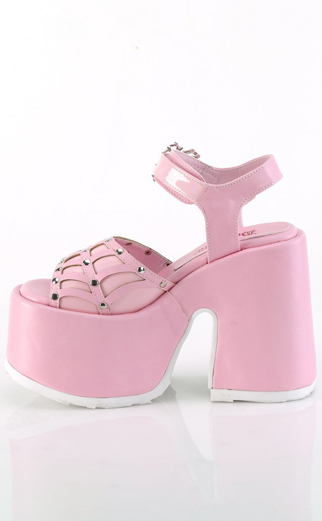 CAMEL-17 Baby Pink Platform Spider Sandals-Demonia-Tragic Beautiful