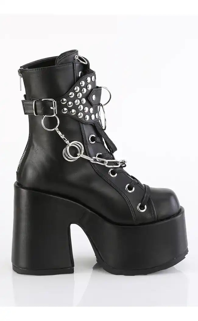 CAMEL-65 Black Studded Ankle Boots-Demonia-Tragic Beautiful