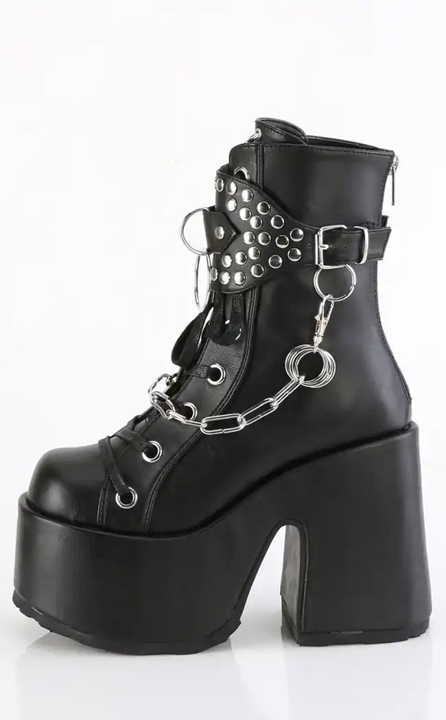 CAMEL-65 Black Studded Ankle Boots-Demonia-Tragic Beautiful