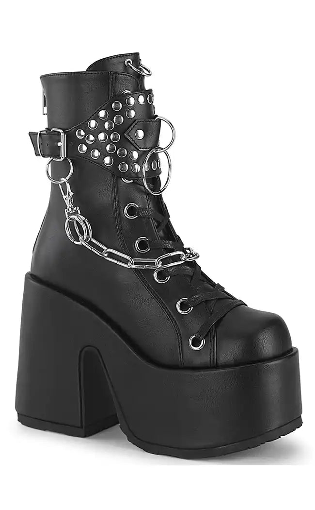 CAMEL-65 Black Studded Ankle Boots-Demonia-Tragic Beautiful