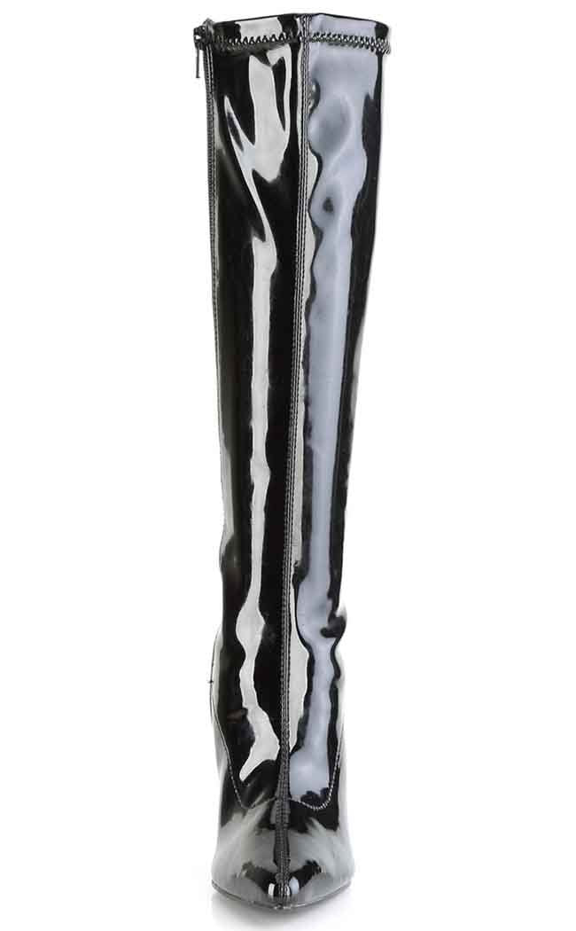 CLASSIQUE-2000 Black Stretch Patent Knee Boots-Pleaser-Tragic Beautiful