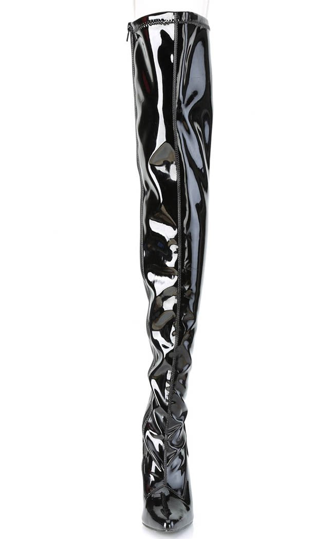 CLASSIQUE-3000 Black Patent Thigh High Boots-Pleaser-Tragic Beautiful